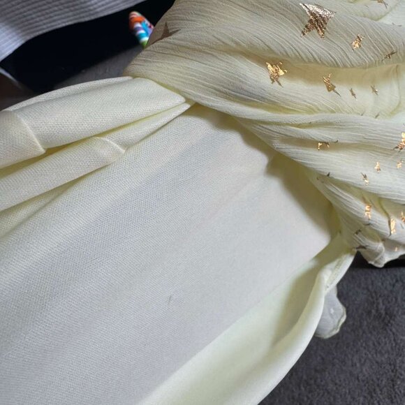 NWT QUEEN B   Yellow  METALLIC STARS DRESS size 8 medium - Picture 5 of 8